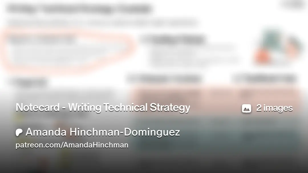 Writing technical strategy notecard on Patreon